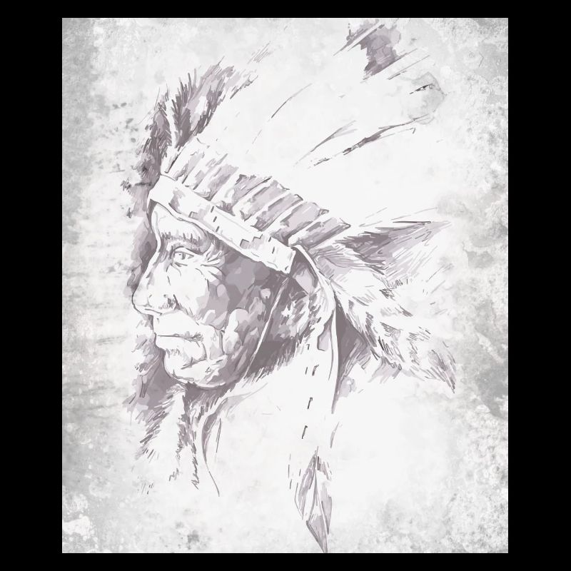 Chef indigène en plumes gris