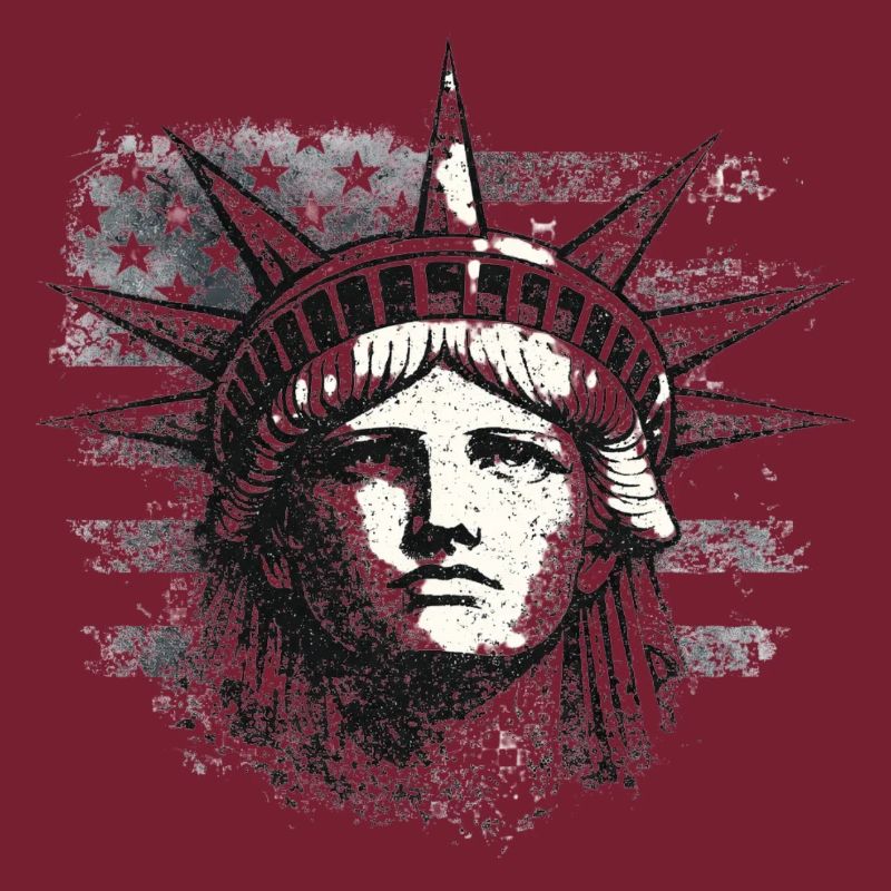 Statue de la Liberté avec drapeau américain