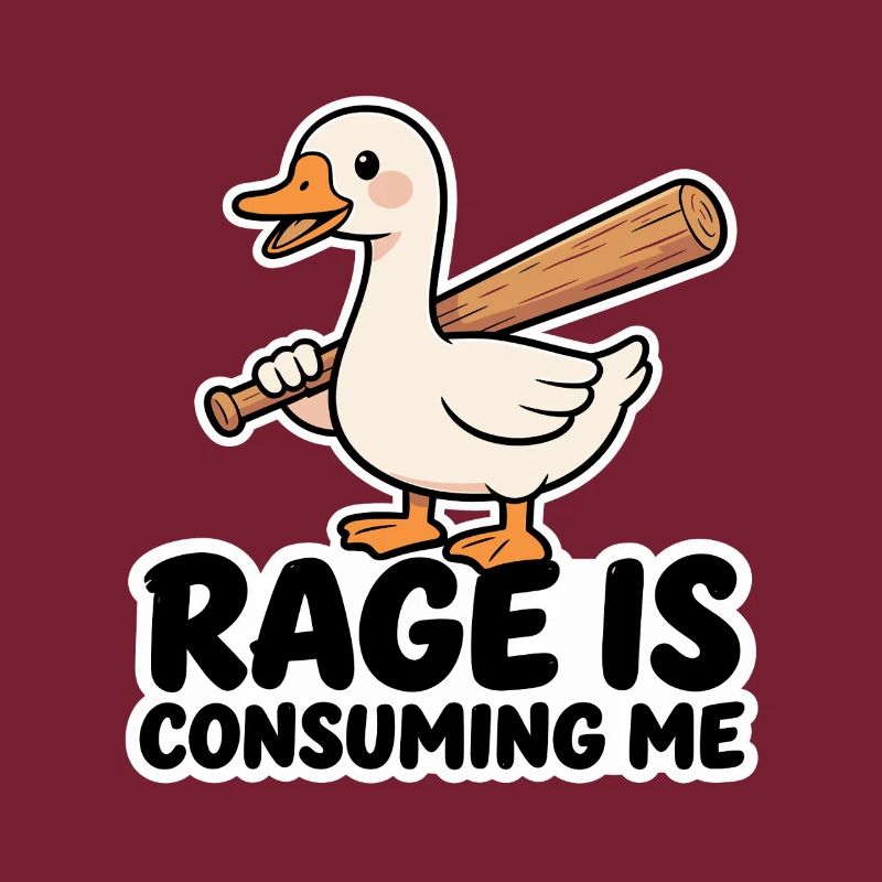 Rage Is Consuming Me Funny Goose With Bat