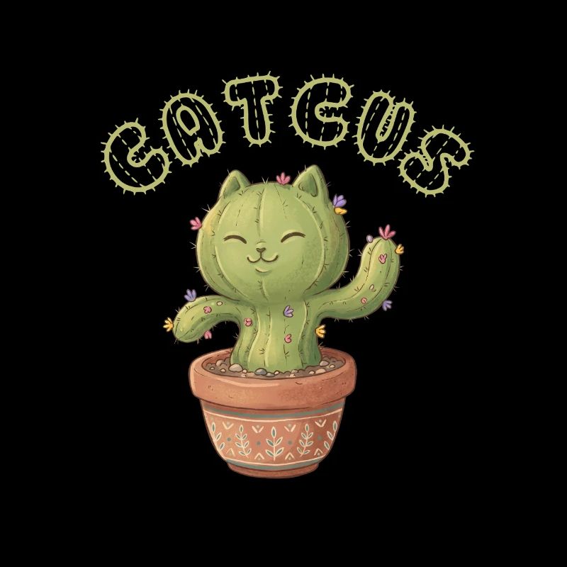 Chat Cactus de Kawaii
