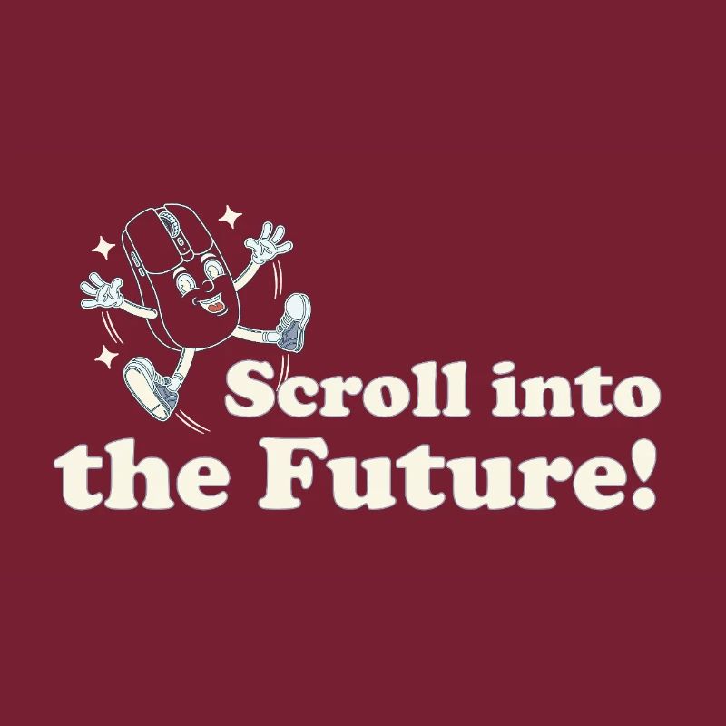 Scroll Into the Future – Retro Nerd Mouse Spruch