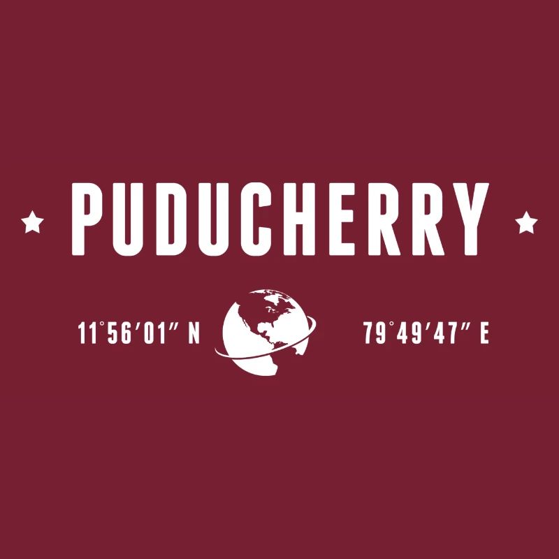 PUDUCHERRY Stylized Geographical Coordinates