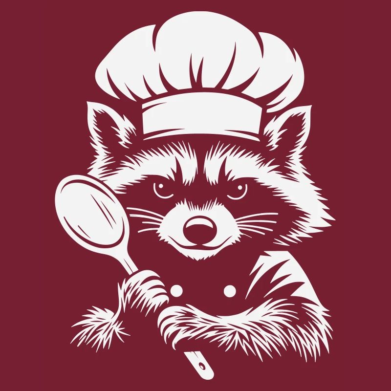 Grimmiger Waschbär Koch | Lustiges Küchen Motiv
