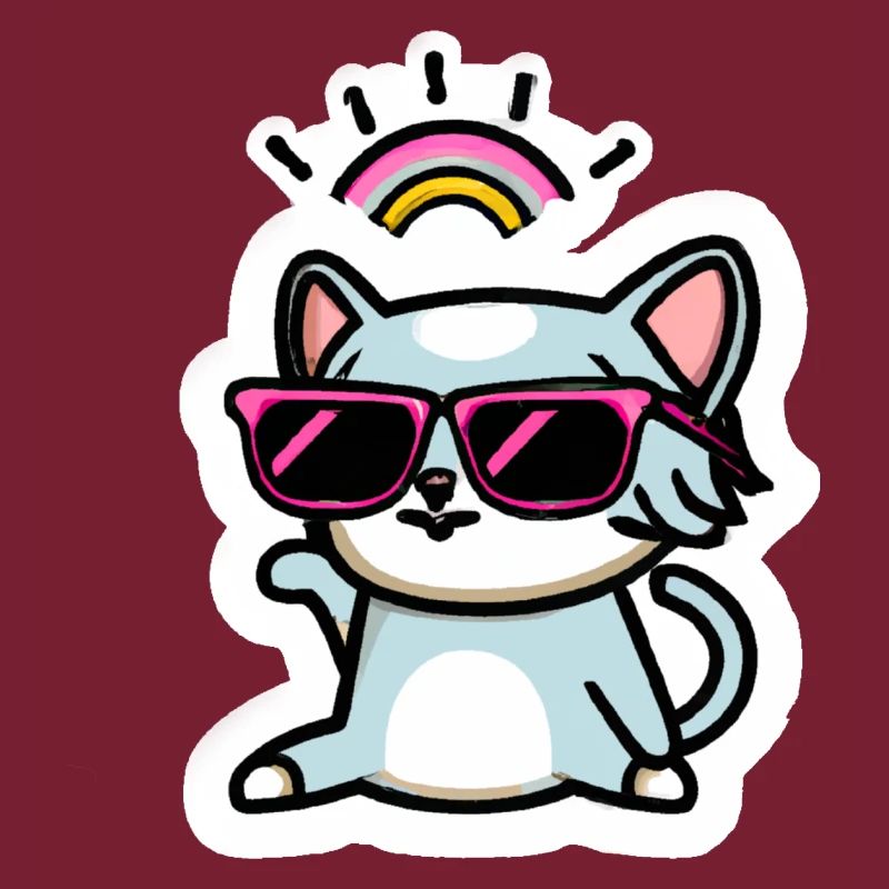 rainbow cat with glasses
