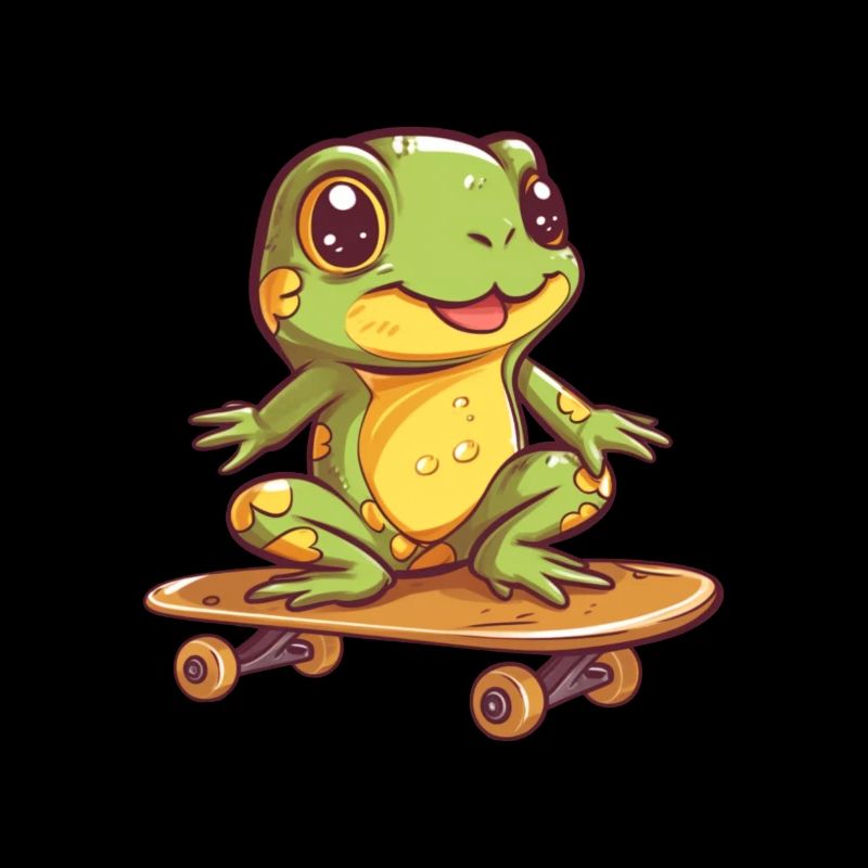 Frosch auf einem Skateboard