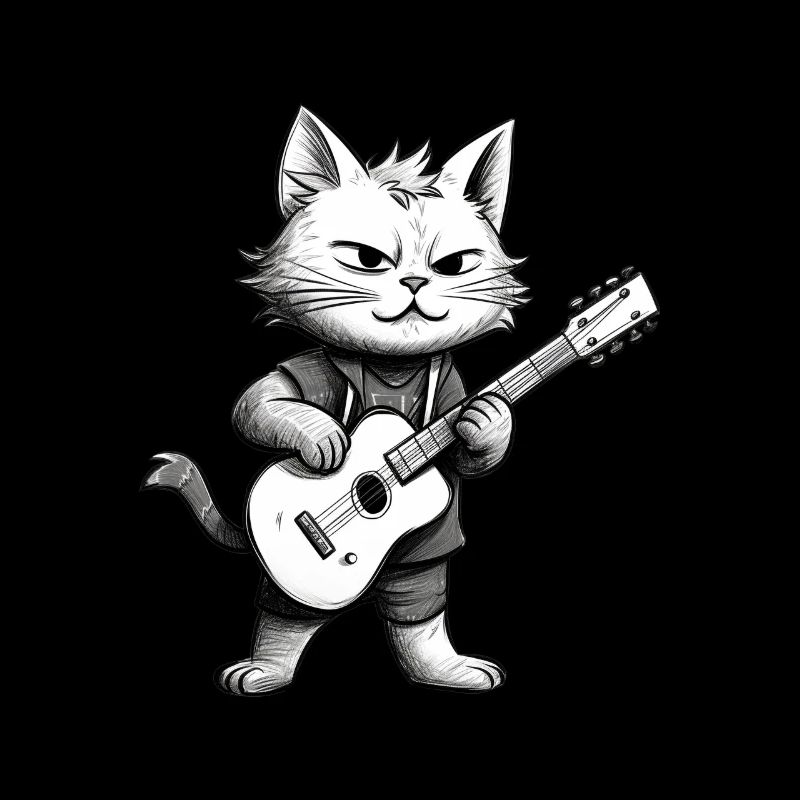 Cat playing guitar