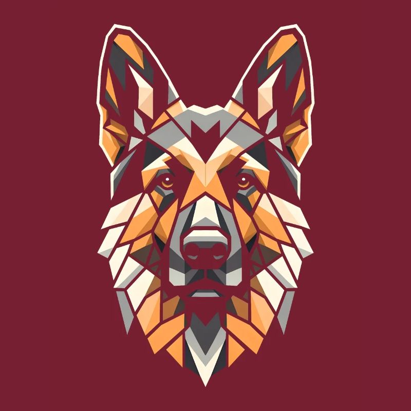 Deutscher Schäferhund Hundekopf Geometrie Polygon Kunst