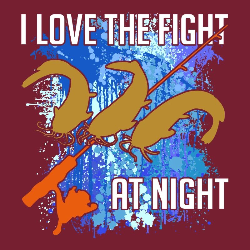 Waller catfish silhouette canne à pêche et éclaboussures de couleur