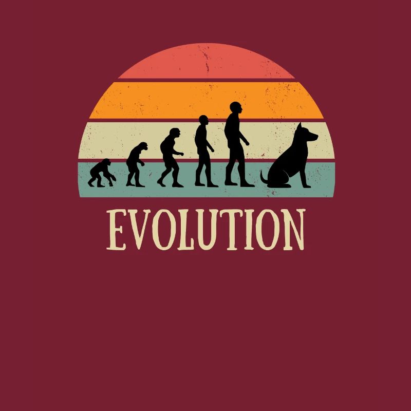 evolution dog man vintage humor geschenkidee