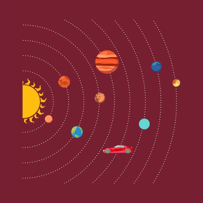 Tesla in Space Solar System SpaceX