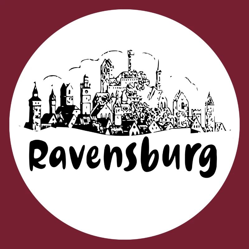 ravensburg, skyline, cercle, coupe de ciseaux, blanc