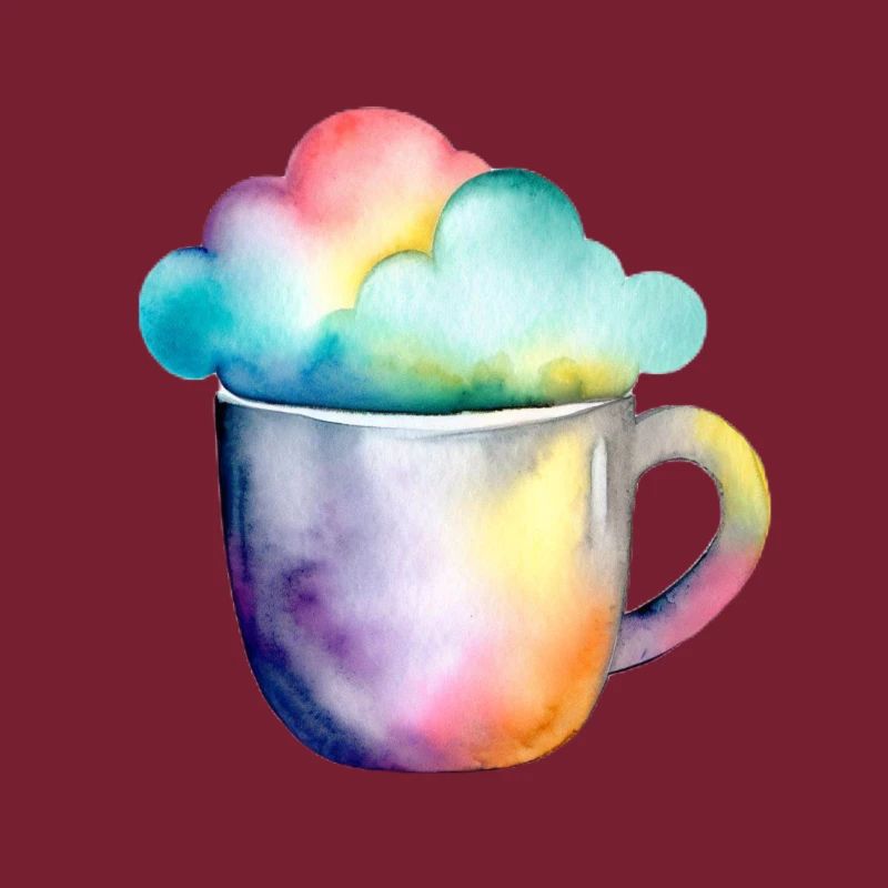 Rainbow coffee with a cloud