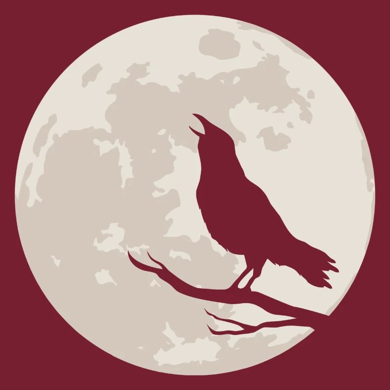 Crow silhouette before full moon