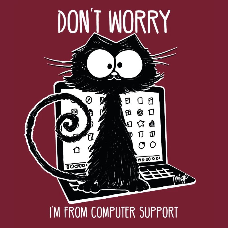 Schwarze Katze Lustiger Spruch Computer Support