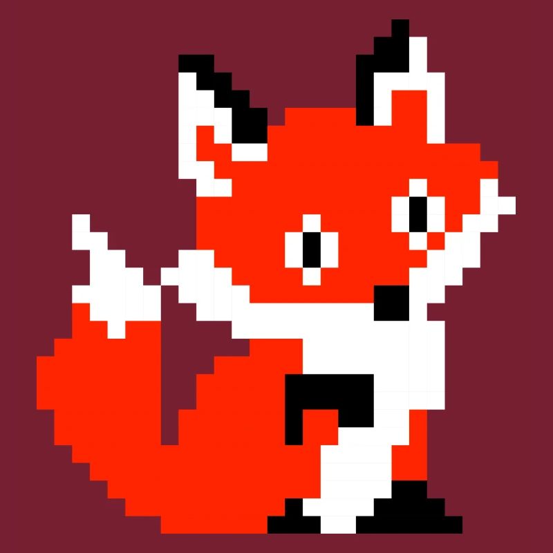 Fuchs Fox Pfote Pixel Retro Design Shirt Geschenk
