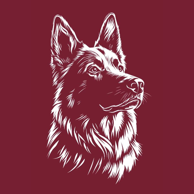 German Shepherd Portrait Art Drawing