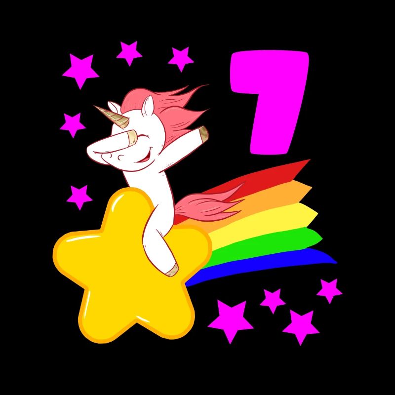 7 Siebter Geburtstag 7 Bday Mädchen Einhorn
