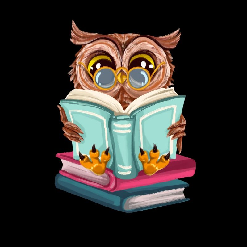 Süße Eule Liest Buch Leseratte Bücherwurm Lesen