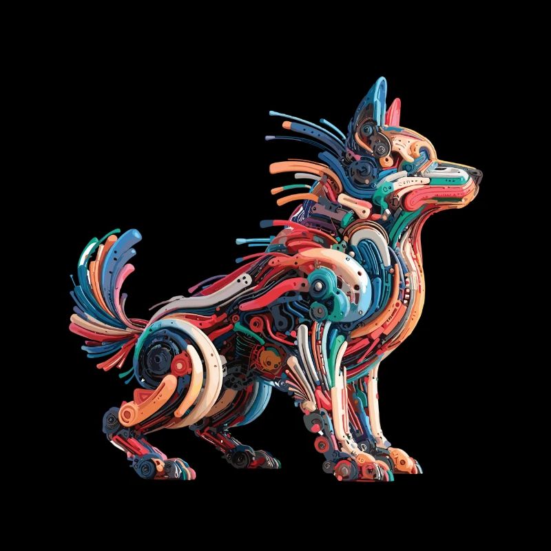 Farbenfroher abstrakter Roboterhund