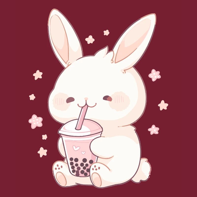 Kawaii Hase trinkt Boba Bubble Tea Chibi