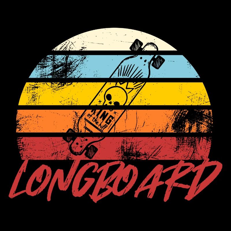 Retro Sunset Longboard Vintage