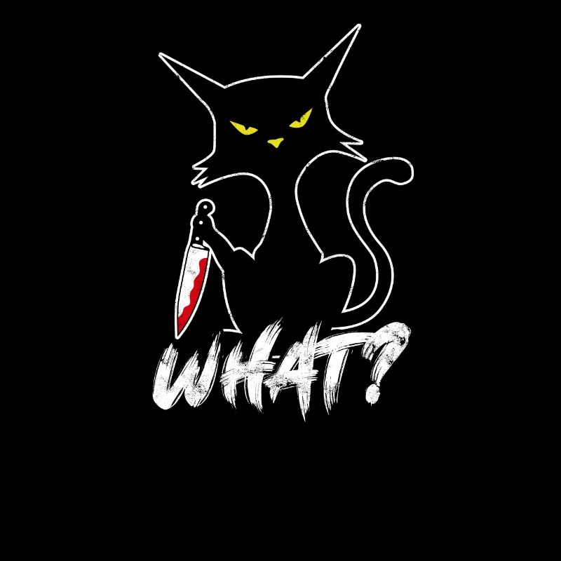 WAS? Katze mit Messer - Schwarzer Humor