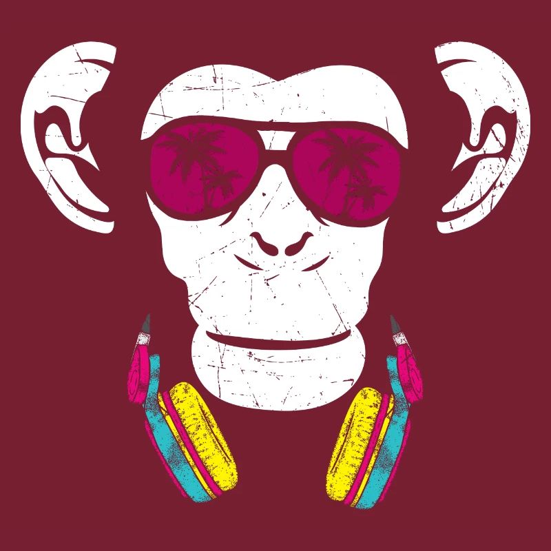 Monkey Cooler Affe DJ Kopfhörer Ausgehen Spaß Part