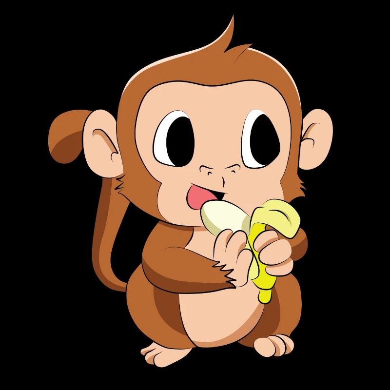 Baby monkey eats a banana