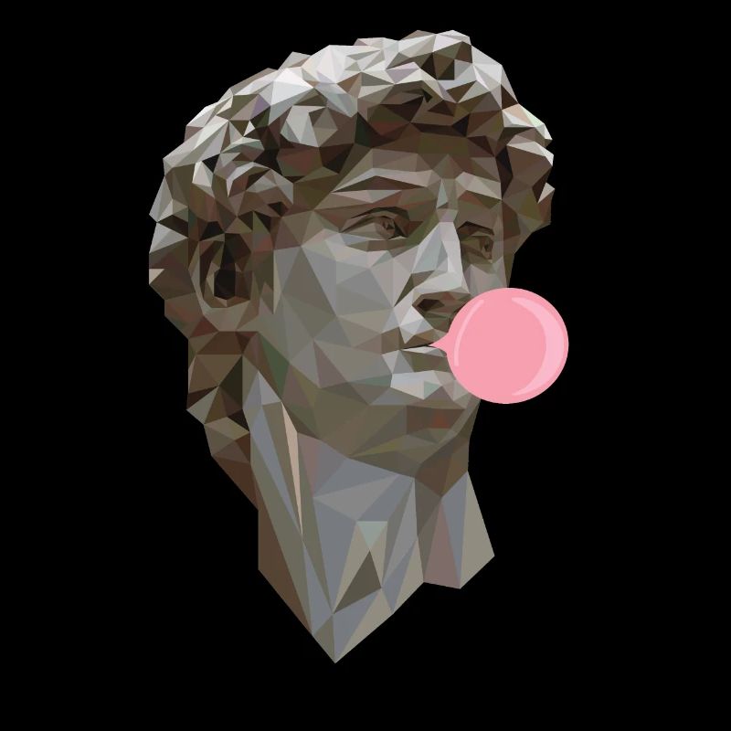 DAVID MICHELANGELO avec art de la statue de chewing-gum