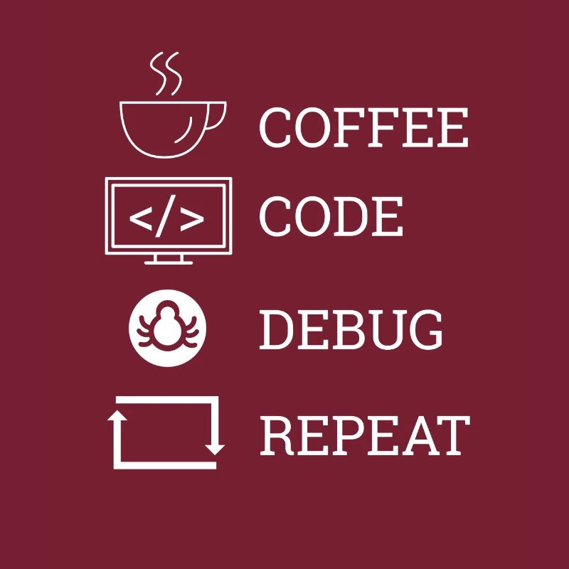 "Coffee Code Debug Repeat" | Programmer