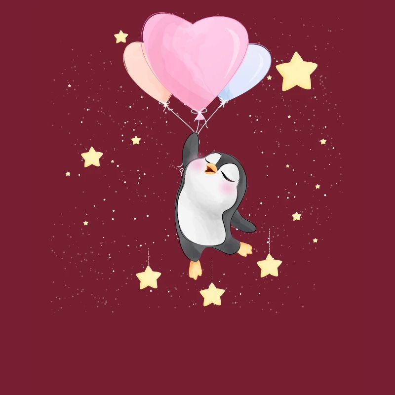 Pingouin mignon flottant dans l’espace