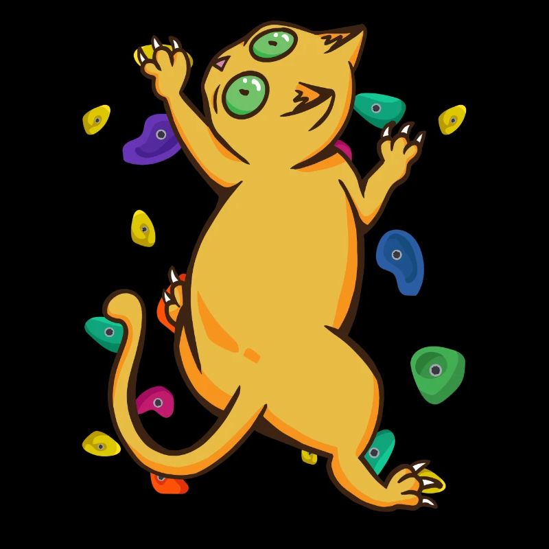 Drôle de chat grimpant mural avec des formes colorées