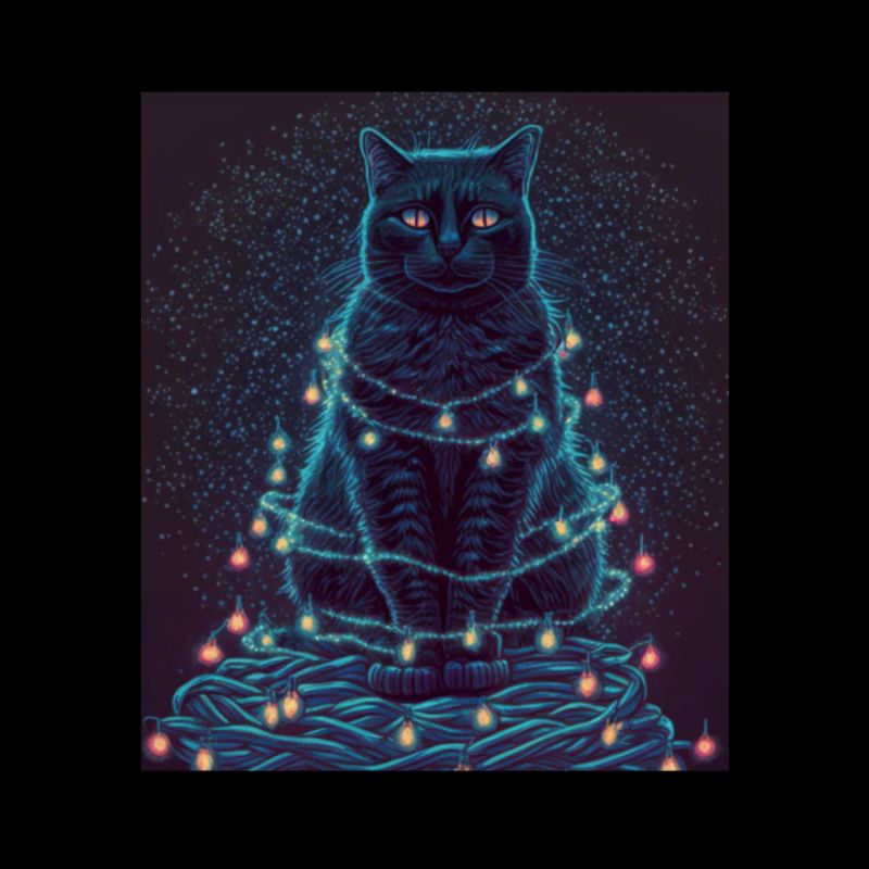 Cute Cat Christmas Tree String Lights Winter
