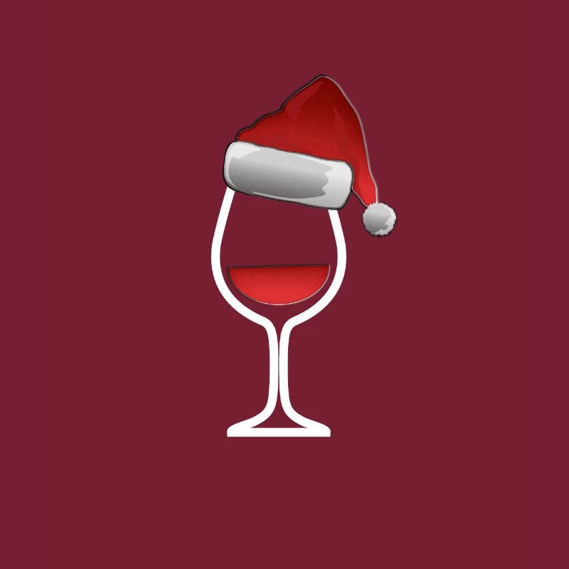 Weinglas mit Weihnachtsmütze