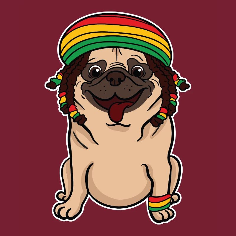 Reggae Rasta Rastafari Jamaica Mops Hund Geschenk
