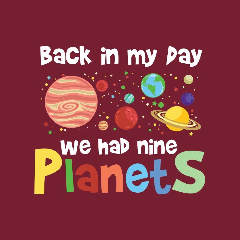 Nine planets pluto saying nerd outer space logo
