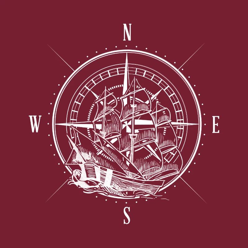 Cardinal directions compass sailor sailing ship
