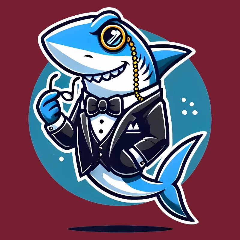 requin chic en smoking design vectoriel
