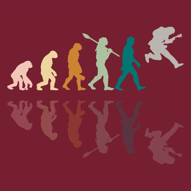 Human Evolution Guitar Band Retro Vintage