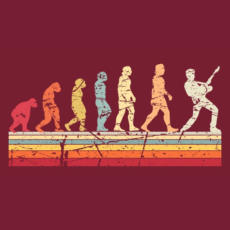 Human Evolution Guitar Band Retro Vintage