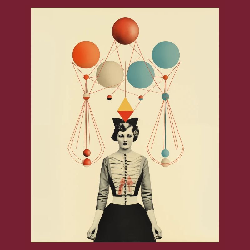 Collage de papier de dame de cirque de pensée