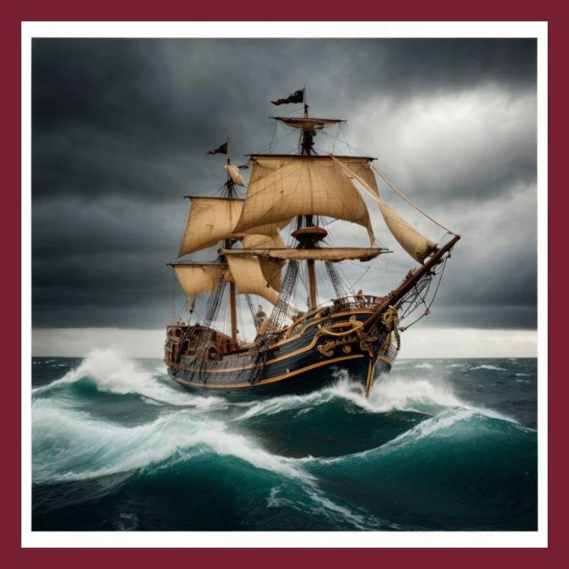 Bateau pirate dans la tempête
