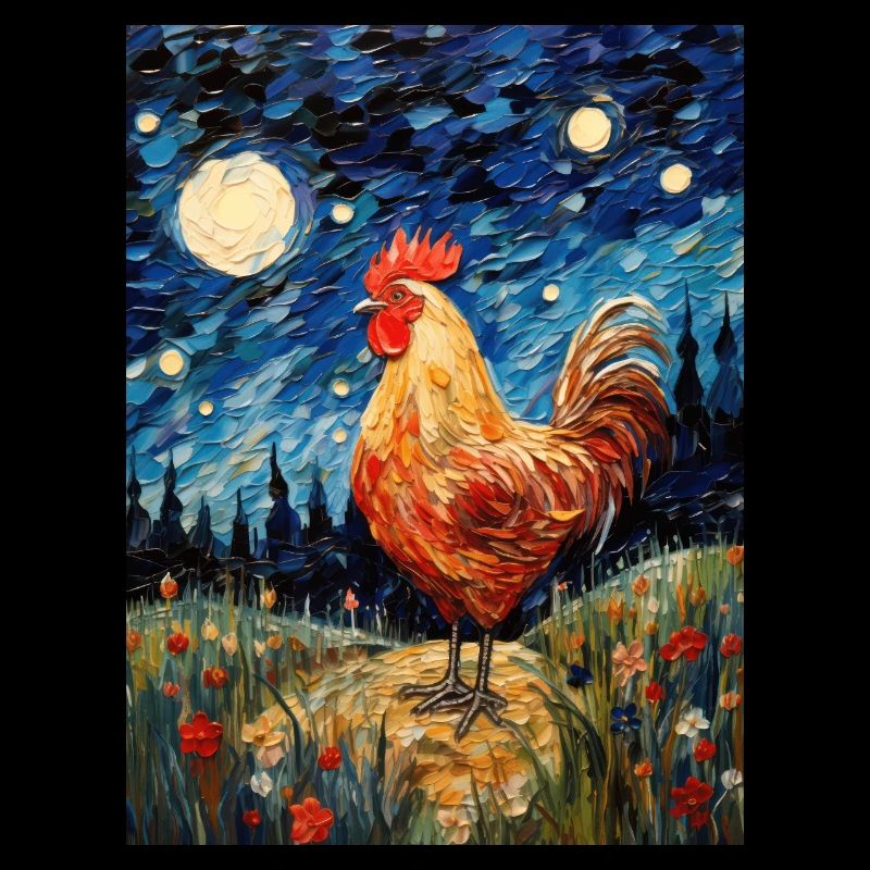 Chicken Van Gogh Starry Night Style