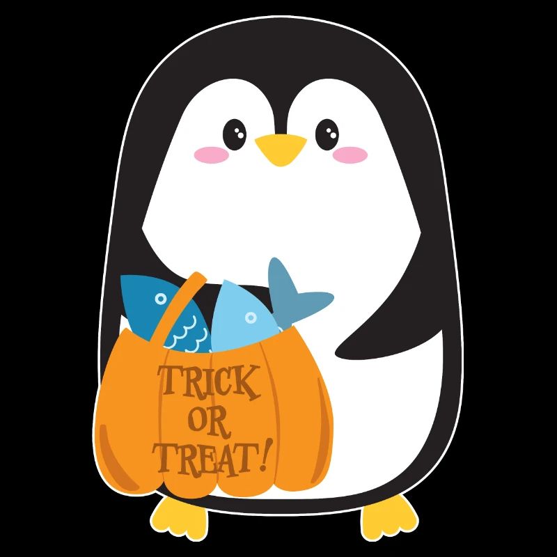 Penguin with halloween pumpkin