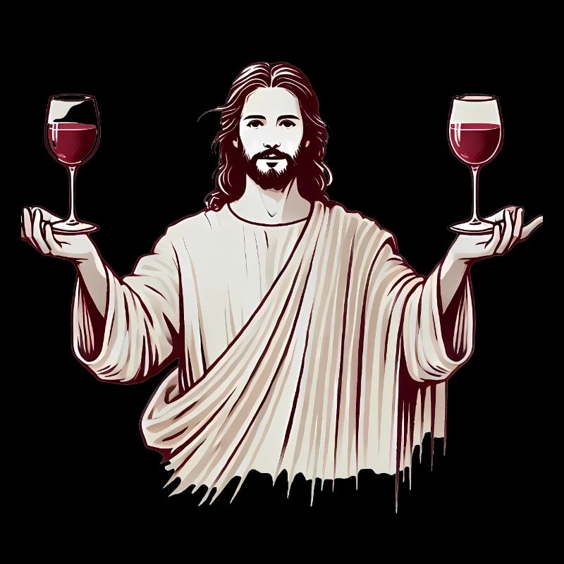 Schluck Geist Jesus mit Weingläsern