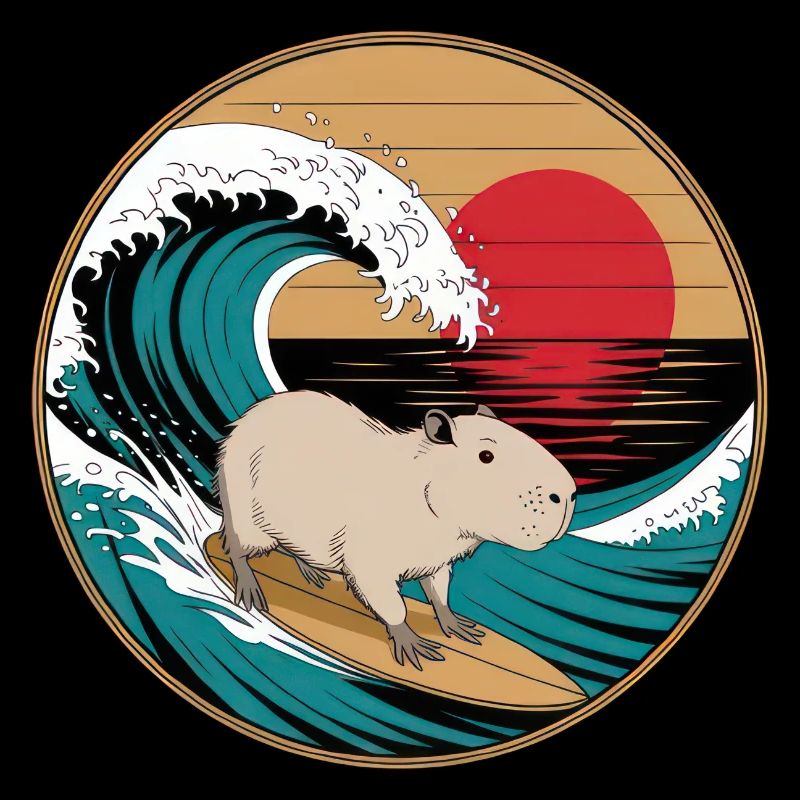 Capybara Surfen - Vintage Sunset