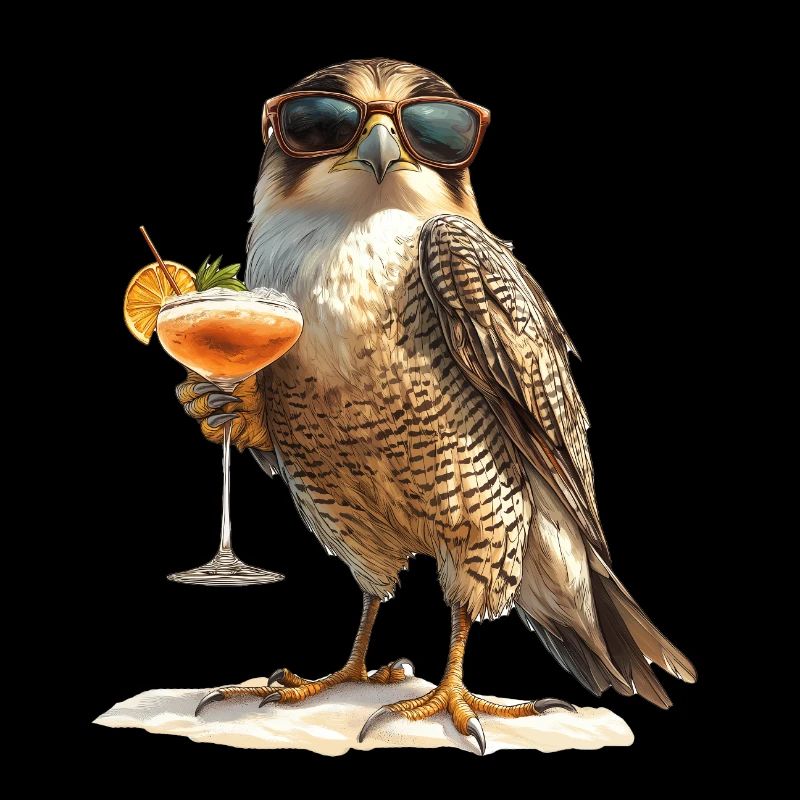 Faucon pèlerin avec cocktail