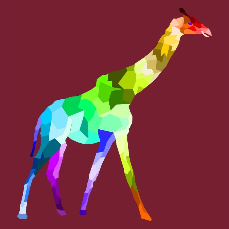 Bunte Regenbogen Giraffe Tiere Polygon