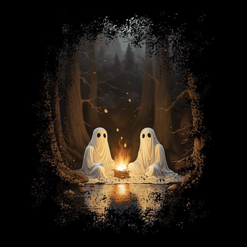 Vintage Ghost Campfire Camping Gothic Halloween