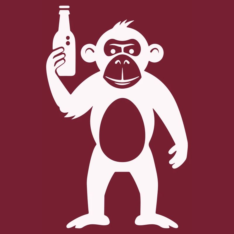 Humorvolle Affe mit Flasche